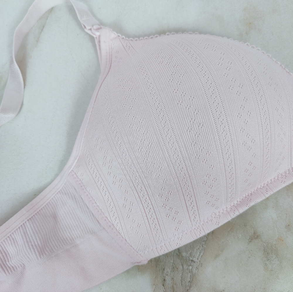 Carrie Amber Baby Pink Ribbed Wireless Nursing Bra, 38C - Picture 5 of 10